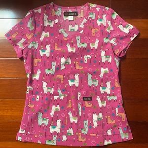 koi Llama Scrub Top XS EUC